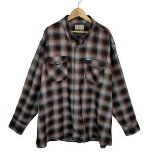 Dixxon Flannel Company Men's Patina Pearl Snap Plaid Shirt Black Gray Brown 4X